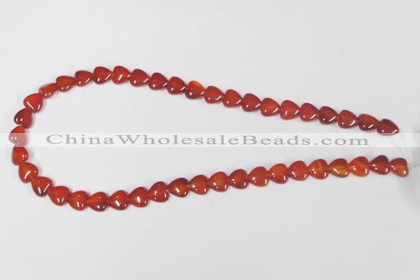 CAA163 15.5 inches 10*10mm heart red agate gemstone beads