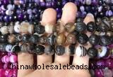 CAA1637 15.5 inches 10mm faceted round banded agate beads