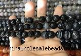 CAA1642 15.5 inches 10mm faceted round banded agate beads