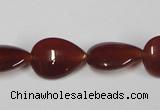 CAA165 15.5 inches 13*18mm flat teardrop red agate gemstone beads