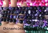 CAA1651 15.5 inches 8mm faceted round banded agate beads