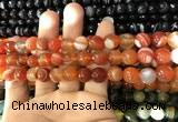CAA1662 15.5 inches 10mm faceted round banded agate beads