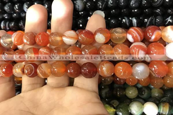 CAA1663 15.5 inches 12mm faceted round banded agate beads