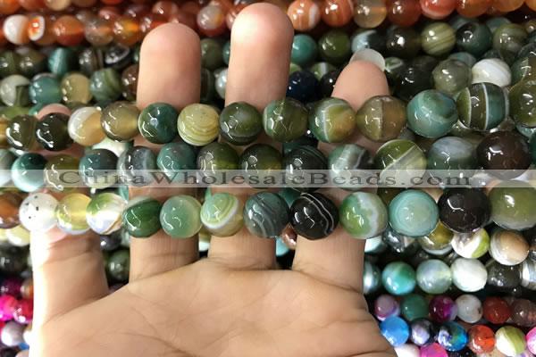 CAA1672 15.5 inches 10mm faceted round banded agate beads
