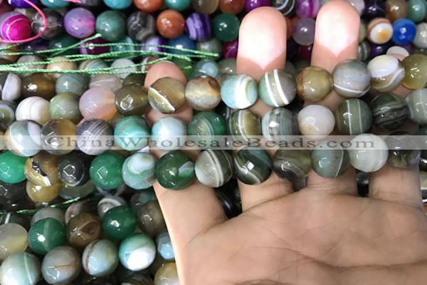 CAA1673 15.5 inches 12mm faceted round banded agate beads