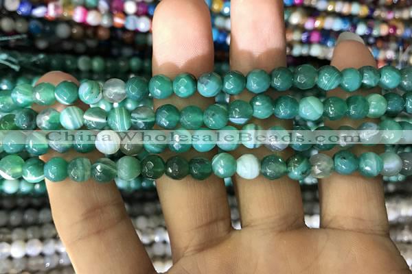 CAA1675 15.5 inches 6mm faceted round banded agate beads