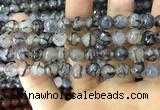 CAA1725 15 inches 10mm faceted round fire crackle agate beads