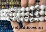 CAA1727 15 inches 10mm faceted round fire crackle agate beads