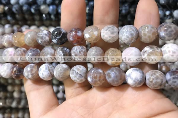 CAA1729 15 inches 10mm faceted round fire crackle agate beads