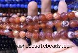 CAA1733 15 inches 10mm faceted round fire crackle agate beads