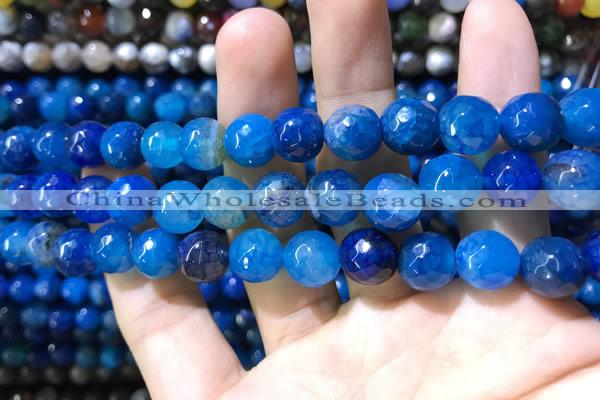 CAA1737 15 inches 10mm faceted round fire crackle agate beads