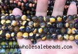 CAA1761 15 inches 8mm faceted round fire crackle agate beads