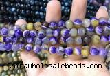 CAA1768 15 inches 8mm faceted round fire crackle agate beads