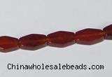 CAA177 15.5 inches 7*12mm hexagon red agate gemstone beads