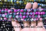 CAA1770 15 inches 8mm faceted round fire crackle agate beads