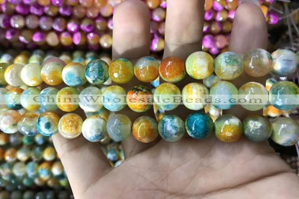 CAA1787 15 inches 10mm faceted round fire crackle agate beads