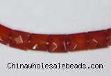 CAA179 15.5 inches 8*8mm faceted square red agate gemstone beads