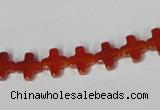 CAA181 15.5 inches 8*8mm cross red agate gemstone beads