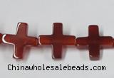 CAA182 15.5 inches 16*16mm cross red agate gemstone beads