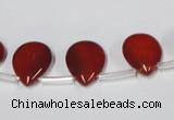 CAA186 Top-drilled 12*16mm flat teardrop red agate gemstone beads