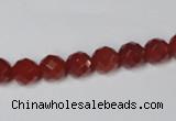 CAA200 15.5 inches 6mm faceted round red agate gemstone beads