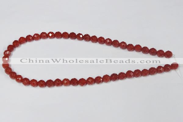CAA200 15.5 inches 6mm faceted round red agate gemstone beads