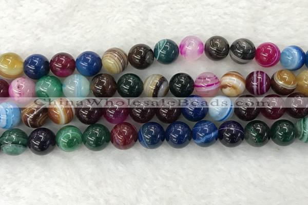 CAA2034 15.5 inches 12mm round banded agate gemstone beads