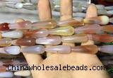 CAA2065 15.5 inches 10*30mm teardrop agate beads wholesale