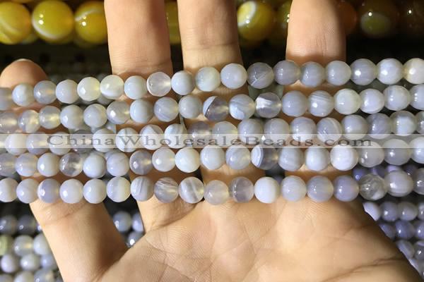 CAA2191 15.5 inches 6mm faceted round banded agate beads