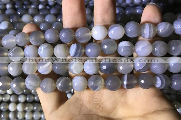 CAA2194 15.5 inches 12mm faceted round banded agate beads