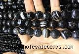 CAA2202 15.5 inches 14mm faceted round banded agate beads