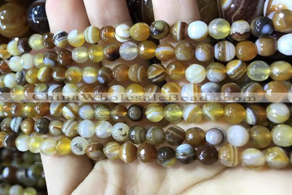 CAA2205 15.5 inches 6mm faceted round banded agate beads