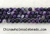 CAA2214 15.5 inches 10mm faceted round banded agate beads