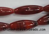 CAA222 15.5 inches 10*30mm rice red agate gemstone beads