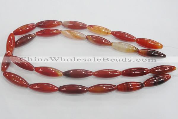 CAA222 15.5 inches 10*30mm rice red agate gemstone beads