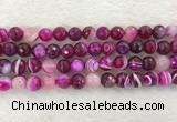 CAA2221 15.5 inches 10mm faceted round banded agate beads