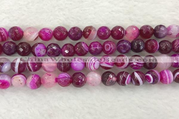 CAA2221 15.5 inches 10mm faceted round banded agate beads