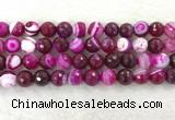 CAA2222 15.5 inches 12mm faceted round banded agate beads