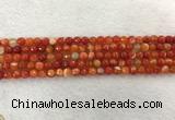 CAA2225 15.5 inches 4mm faceted round banded agate beads