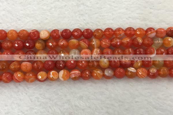 CAA2227 15.5 inches 8mm faceted round banded agate beads