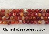 CAA2228 15.5 inches 10mm faceted round banded agate beads