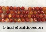 CAA2229 15.5 inches 12mm faceted round banded agate beads