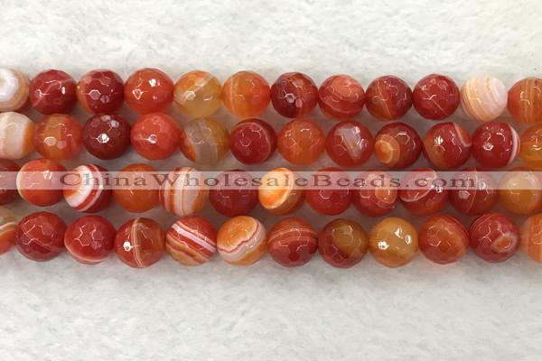 CAA2230 15.5 inches 14mm faceted round banded agate beads