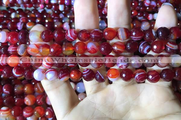 CAA2234 15.5 inches 8mm faceted round banded agate beads