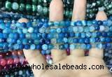 CAA2249 15.5 inches 4mm faceted round banded agate beads