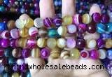 CAA2296 15.5 inches 12mm faceted round banded agate beads