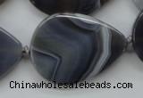 CAA237 15.5 inches 30*40mm flat teardrop grey line agate beads
