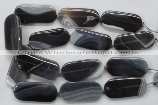 CAA240 15.5 inches 25*55mm rectangle grey line agate beads