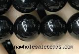 CAA2406 15.5 inches 12mm round black agate beads wholesale