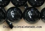 CAA2407 15.5 inches 14mm round black agate beads wholesale